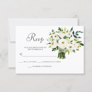 White Blommigt Bouquet Elegant bröllop OSA Kort
