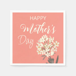 White Blommigt Bouquet / Mors dag Pappersservett