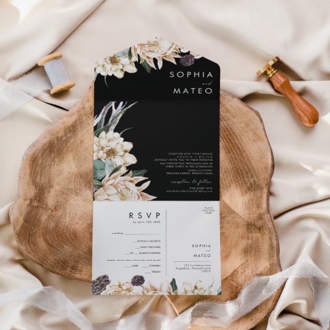White Blommigt Bouquet | Svart försegling och sänd (Skapare uppladdad)