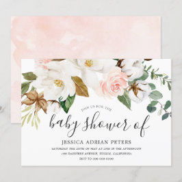 White & Blommigt Boy eller Girl Baby Shower Inbjudningar