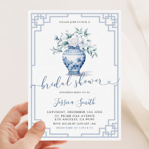 White Blommigt Chinoiserie Ginger Burk Möhippa Inbjudningar