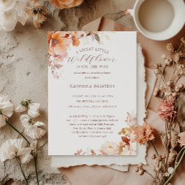 White Blommigt Fall Little Wildblomma Baby Shower Inbjudningar