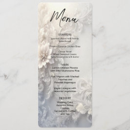 White Blommigt Flourish Menu Meny