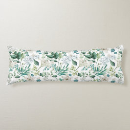 White Blommigt Flowers Greenery Eucalyptus Elegant Kroppskudde