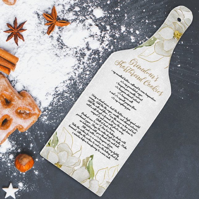White Blommigt Grandmas Cookie Recipe Farmhouse (Skapare uppladdad)
