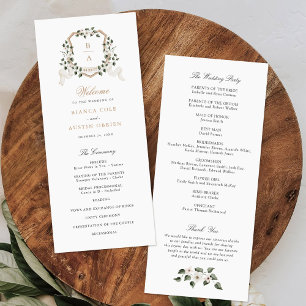 White Blommigt Greenery Ivy Vapensköld Sage Bröllo Program