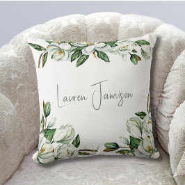 White Blommigt Greenery Kudde