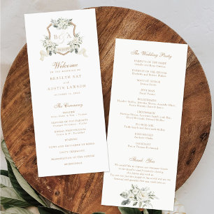 White Blommigt Greenery Sage Monogram Vapensköld B Program