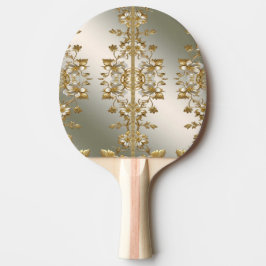 White Blommigt Guld Ornate Ping Pong Paddle Pingisracket