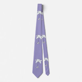 White Blommigt Lilac Tropical Neck Tie Slips