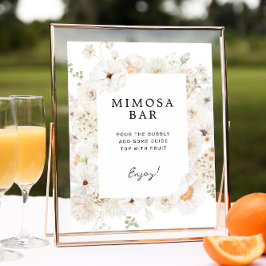 White Blommigt Mimosa Pub Sign Poster
