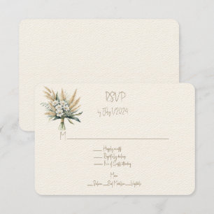 White Blommigt och Pampas Grass Bröllop Bouquet OSA Kort