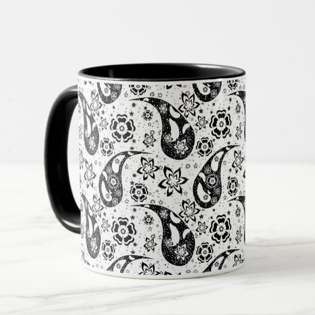 White Blommigt Paisley Mönster Design Mugg (Skapare uppladdad)