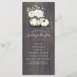 White Blommigt Pumpkin Fall Wedding Program