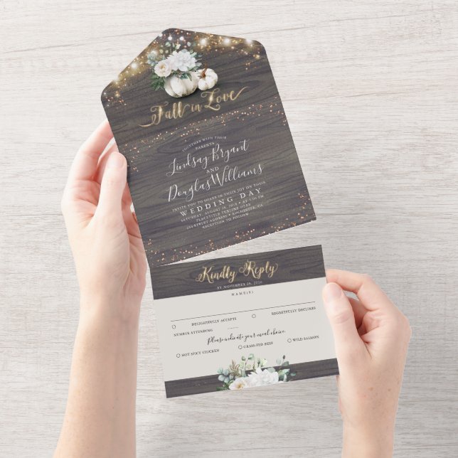 White Blommigt Pumpkin Rustic Fall Wedding (Avrivbar del)