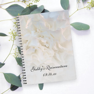 White Blommigt Quinceañera Guest Bok Anteckningsbok Med Spiral