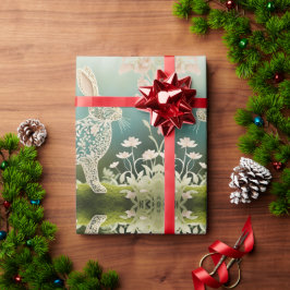 White Blommigt Rabbit Vår Art Presentpapper