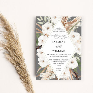 White Blommigt Summer Fall Boho Inbjudningar