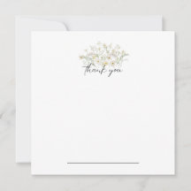 White Blommigt Tack Notecard