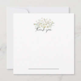 White Blommigt Tack Notecard Kort