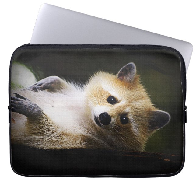 White Blond Raccoon Wildlife Cute Animal Laptop Fodral (Framsidan)