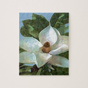 White Blossoming Magnolia Pussel