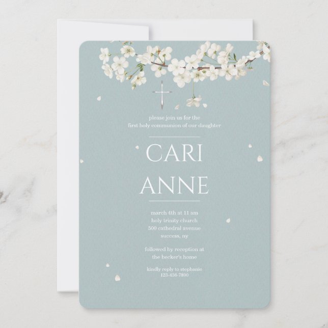 White Blossoms Religious Inbjudningar (Framsida)