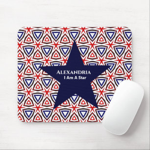 White Blue American Patriotic Modern Mönster Musmatta