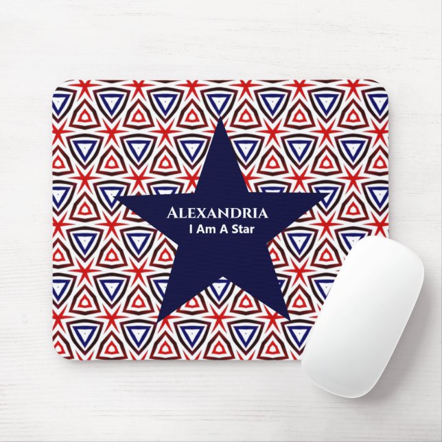 White Blue American Patriotic Modern Mönster Musmatta (Med mus)