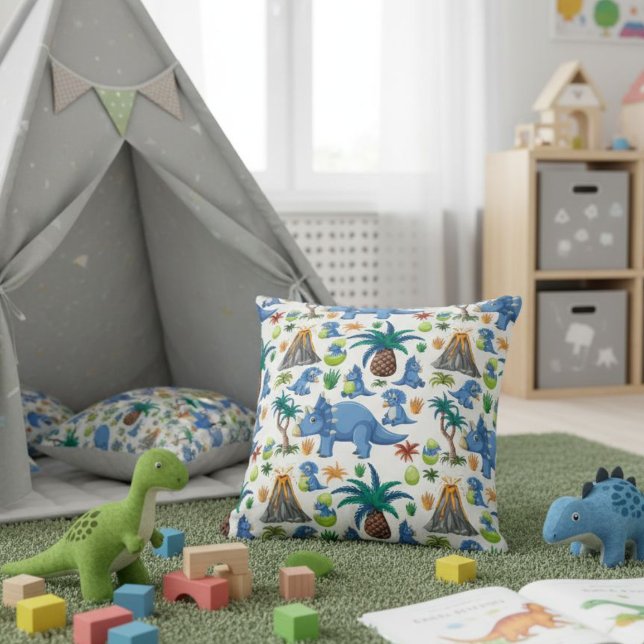 White, Blue, and Green Dinosaur Pillow Kudde (Skapare uppladdad)