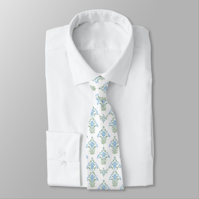 White blue green pattern neck tie slips (Bunden)