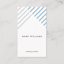 White blue grey stripes minimal modern simple card visitkort