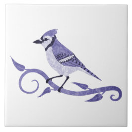 White Blue Jay Ceramic Tile Kakelplatta