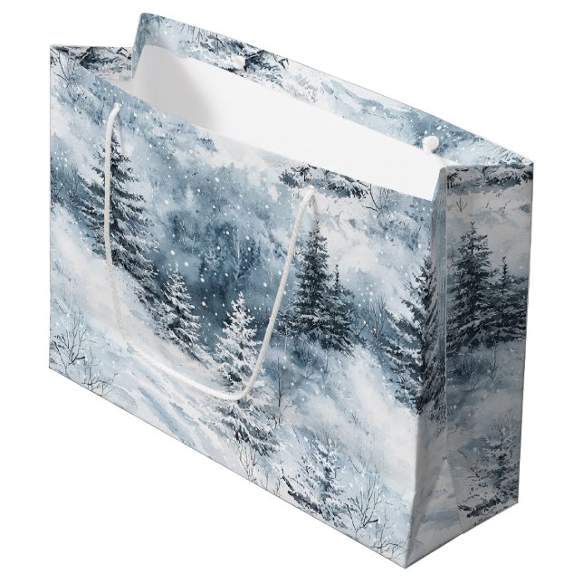 White Blue Julgranar Winter Snö (Framsidan Vinklad)