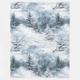 White Blue Julgranar Winter Snö Fleecefilt