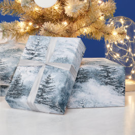 White Blue Julgranar Winter Snö Presentpapper