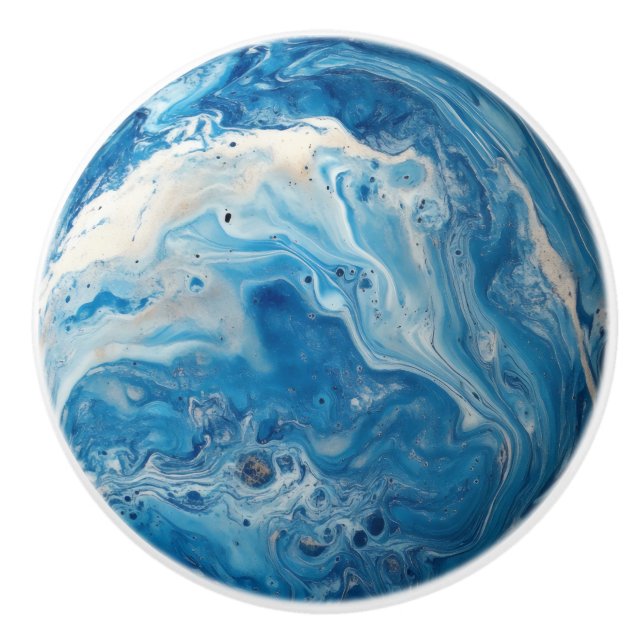 White Blue Marble Mönster Knopp (Framsidan)