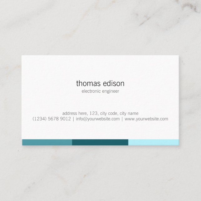 White blue mint classy minimal geometric design visitkort (Framsida)