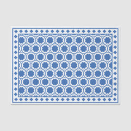 White Blue Modern Bone Inlay Decoupage Paper