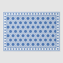 White Blue Modern Bone Inlay Decoupage Paper