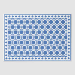 White Blue Modern Bone Inlay Decoupage Paper