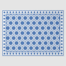 White Blue Modern Bone Inlay Decoupage Paper