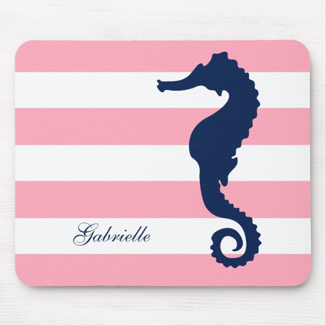 White Blue Rosa Rand Seahorse Musmatta (Framsidan)