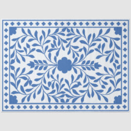 White Blue Traditional Bone Inlay Decoupage Paper