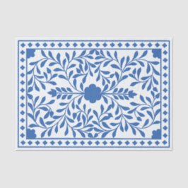 White Blue Traditional Bone Inlay Decoupage Paper