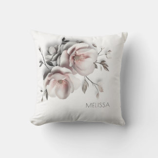 White Blush 3 D Flower Kudde