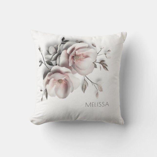 White Blush 3 D Flower Kudde (Framsida)