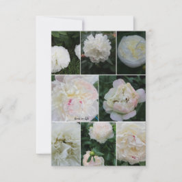 White Blushing Peony Collage Anteckningskort