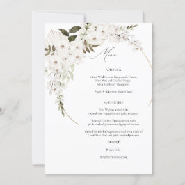 White Boho Blommigt Menu Inbjudningar