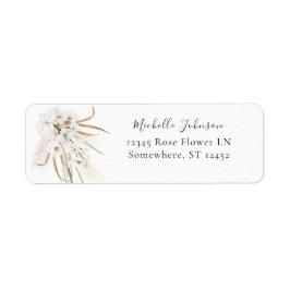 White Boho Blommigt Return-adressetikett 2 Returadress Etikett